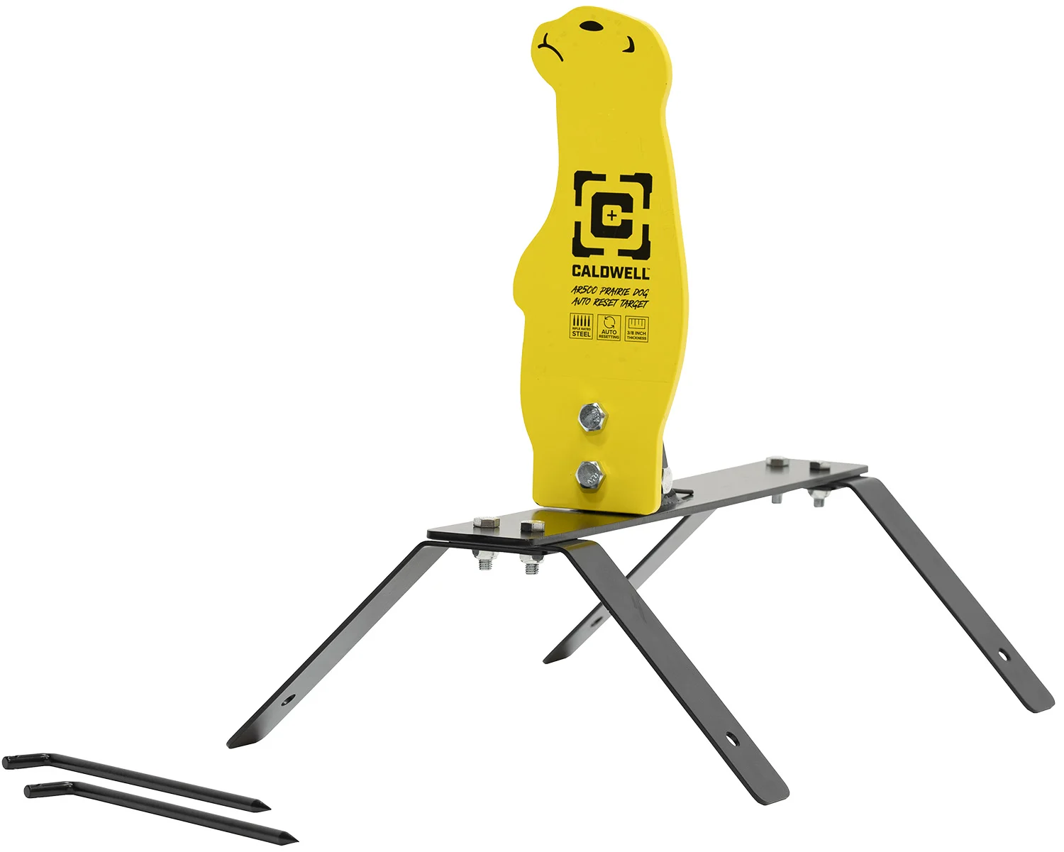 Caldwell 1178561 Auto Reset Rifle Yellow AR500 Steel Prairie Dog Includes Ground Stakes