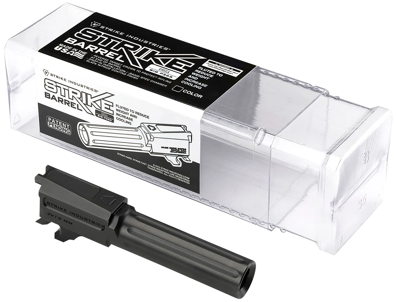 Strike Industries P365BARREL P365 9mm Luger 3.10" Fluted Black Nitride Steel, Fits Sig P365