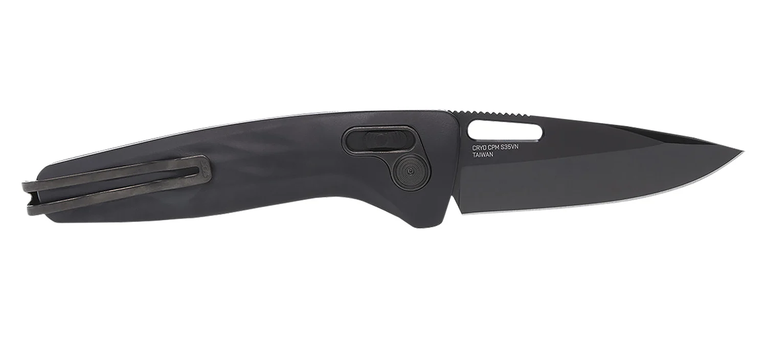 S.O.G SOG12730357 One-Zero XR 3.10" Folding Plain Black Chrome Cryo CPM S35VN Steel Blade Black Sculpted Aluminum Handle Includes Pocket Clip