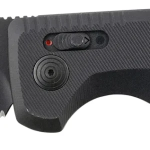 S.O.G SOG15380457 SOG-TAC Auto 3.43" Folding Tanto Part Serrated Black TiNi Cryo D2 Steel Blade Black Micro-Textured Anodized Aluminum Handle Includes Pocket Clip