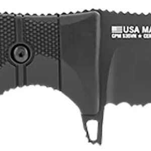 S.O.G SOG17210157 Seal FX 4.30" Fixed Clip Point Part Serrated Black Cerakote CPM S35VN SS Blade/Black GRN/SS Handle Includes Sheath