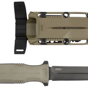 S.O.G SOG17610257 Pentagon FX 4.77" Fixed Spear Point Plain Black Titanium Nitride Cryo CPM S35VN Blade/G10 FLat Dark Earth Handle