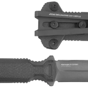 S.O.G SOG17610357 Pentagon FX Covert 3.41" Fixed Spear Point Plain Black Titanium Nitride Cryo CPM S35VN Blade/G10 Blackout Handle