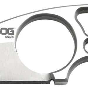 S.O.G SOG-JB01K-CP Snarl 2.30" Fixed Plain Sheepsfoot Satin 9Cr18MoV SS Blade/ Silver Stainless Steel Handle