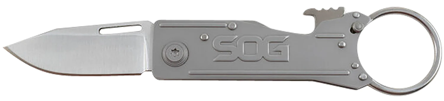 S.O.G SOG-KT1001-C KeyTron 1.80" Folding Plain Clip Point Grey 5Cr13MoV SS Blade/ Grey Stainless Steel Handle