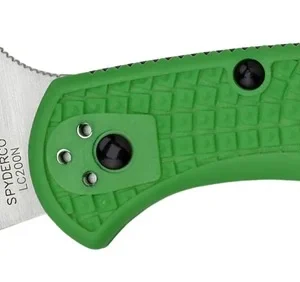Spyderco Salt 2 3" Folding Clip Point Serrated H1 Steel Blade Green Bi-Directional Texturing FRN Handle Includes Pocket Clip
