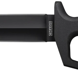 Cold Steel CS-80NTP Chaos Double Edge 7.50" Fixed Plain Black SK-5 High Carbon Blade/Black w/ "D" Ring Guards Aluminum Handle