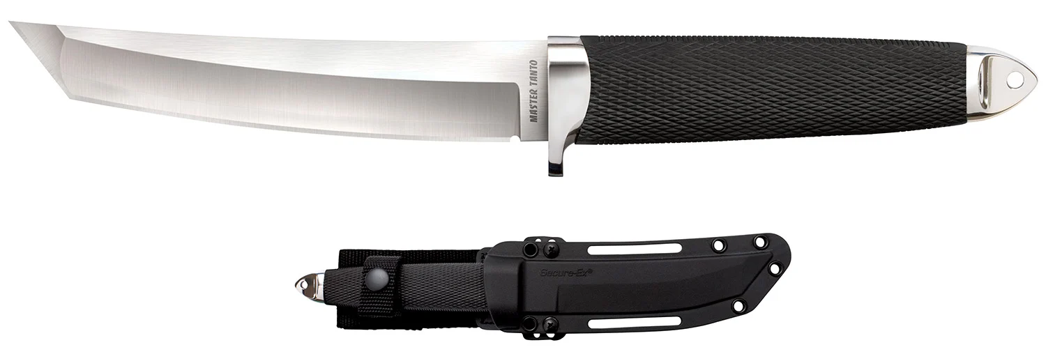 Cold Steel CS-35AB San Mai Master 6" Fixed Tanto Plain Satin VG-10 San Mai Blade/Black Textured/Oval Kray-Ex Handle Includes Sheath