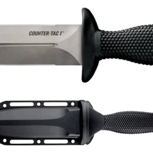 Cold Steel CS10BCTL Counter TAC I 5" Fixed Spear Point Plain Stone Washed AUS-8A SS Blade/ Black Textured Kray-Ex Handle Includes Belt Clip/Sheath
