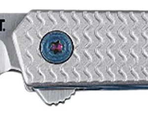 CRKT 7081 CEO Microflipper Micro 2.36" Flipper Drop Point Plain Satin 12C27 Sandvik Blade, Silver Textured w/Blue Liner & Accents Aluminum Handle, Includes Pocket Clip