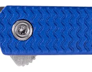 CRKT 7083 CEO Microflipper Micro 2.21" Flipper Sheepsfoot Plain Satin 12C27 Sandvik Blade, Blue Textured w/Silver Liner & Accents Aluminum Handle, Includes Pocket Clip