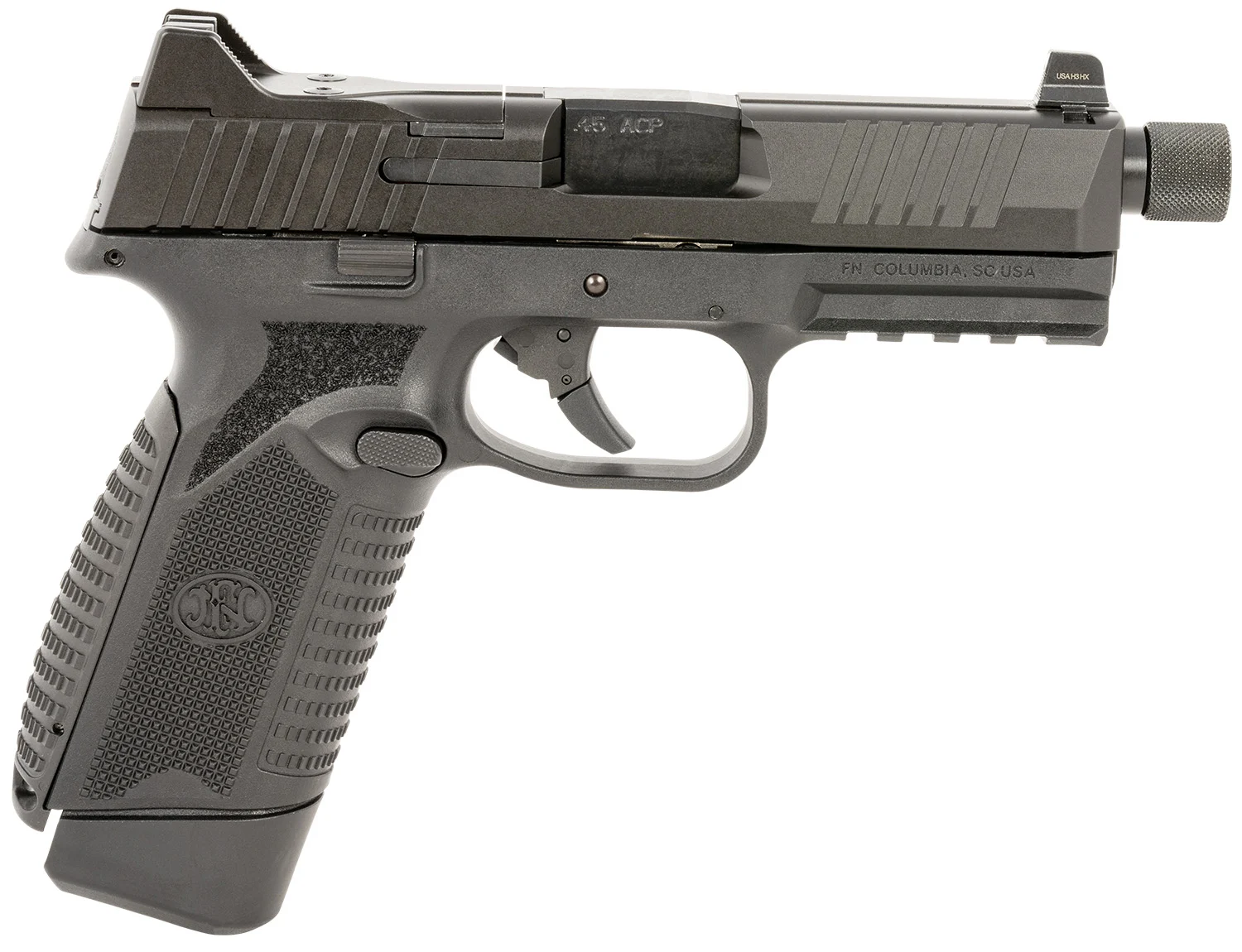 FN 66101383 545 Tactical 45 ACP 15+1/18+1 4.71" Black Target Crown/Threaded Steel Barrel, Black PVD Optic Cut/Serrated Steel Slide & Polymer Frame w/Picatinny Rail, Ambidextrous