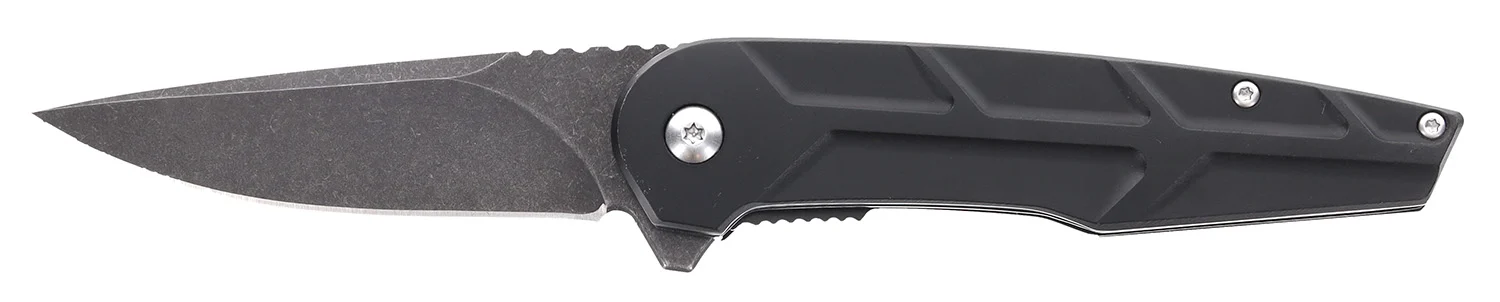 Schrade 1159329 Reckon 3.25" Folding Drop Point Plain Dark Stonewash D2 Steel Blade 4.40" Black Aluminum Handle