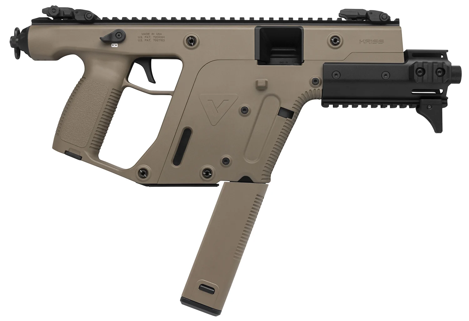 Kriss USA KV90PFD30 Vector Enhanced SDP Gen2 9mm Luger 40+1 6.50" Black Nitride Threaded Barrel, Flat Dark Earth Picatinny Rail, MK5M Modular Rail, Glock Magazine Compatible