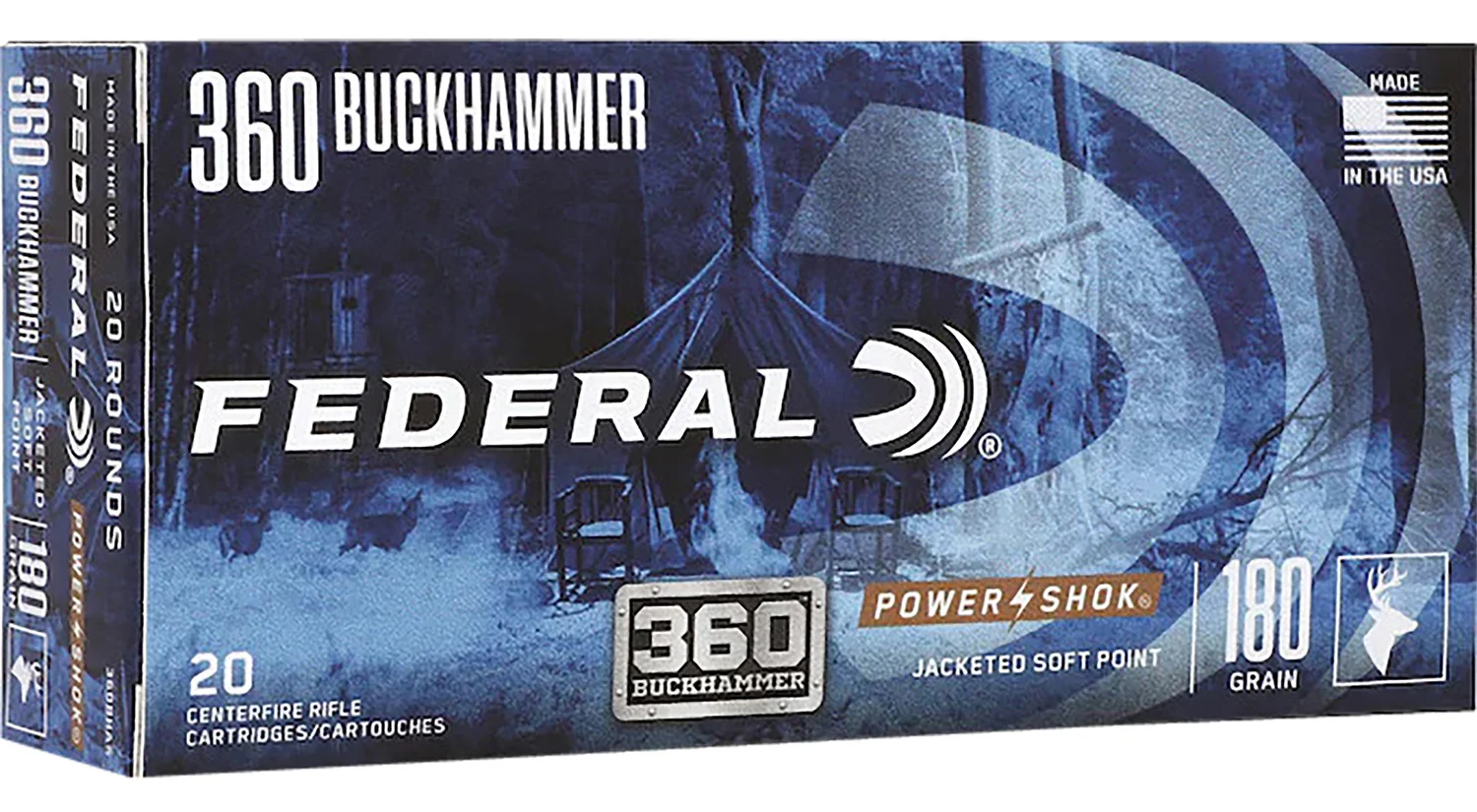 Federal 360BHAS Power-Shok Buckhammer 360Buckhammer 180gr Soft Point 20 Per Box/10 Case