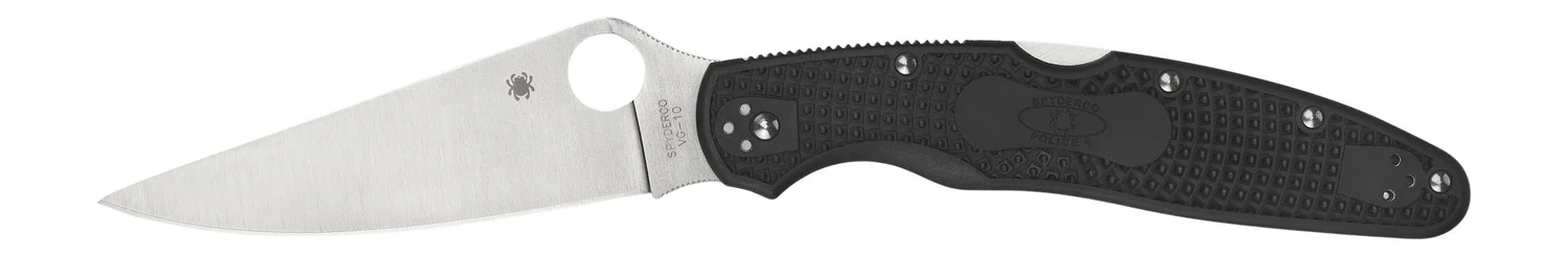 Spyderco C07PBK4 Police 4 Lightweight 4.39" Folding Plain Satin VG-10 SS Blade/Black Textured FRN Handle Includes Pocket Clip