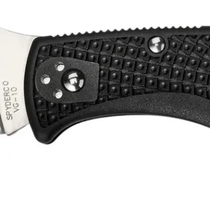 Spyderco C12SBK2W Matriarch 2  3.57" Folding Reverse S Serrated Satin VG-10 SS Blade/Black Bi-Directional Texturing FRN Handle Includes Pocket Clip