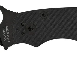 Spyderco C36GPBK2 Military 2 4" Folding Plain Black DLC CPM S30V SS Blade/ Black Textured G10 Handle Includes Pocket Clip