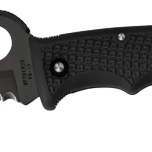 Spyderco C79PSBBK Assist Lightweight 3.69" Folding Part Serrated Black DLC VG-10 SS Blade/Black Textured FRN Handle Includes Glass Breaker/Pocket Clip