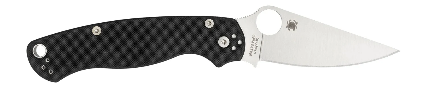 Spyderco C81GPLE2 Para Military 2 3.42" Folding Plain Satin CPM S45VN SS Blade Black Textured G10 Handle Left Hand Includes Pocket Clip
