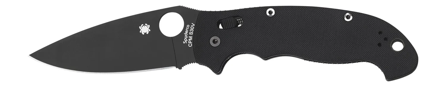 Spyderco C95GPBBK2 Manix 2 XL 3.85" Folding Plain Black DLC CPM S30V SS Blade/Black Textured G10 Handle Includes Pocket Clip