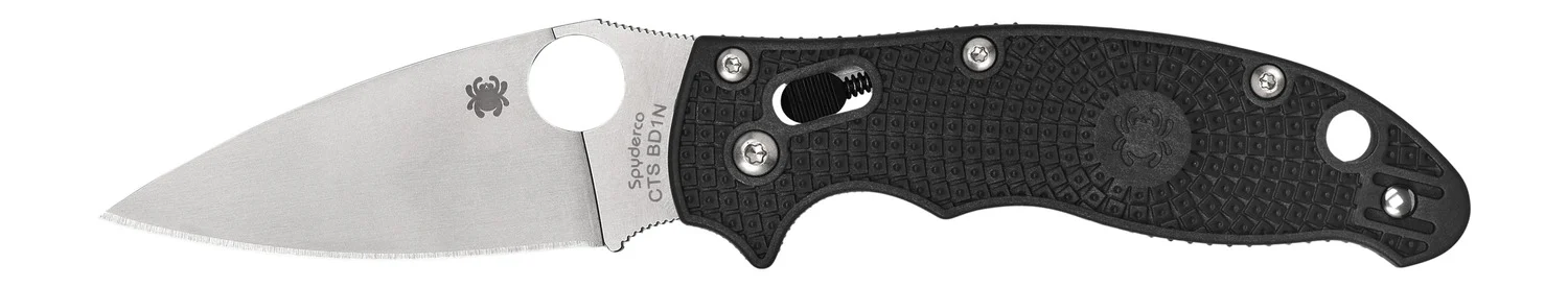 Spyderco C101PBK2 Manix 2 Lightweight 3.37" Folding Plain Satin CTS BD1 SS Blade/Black Bi-Directional Texturing FRCP Handle Includes Pocket Clip