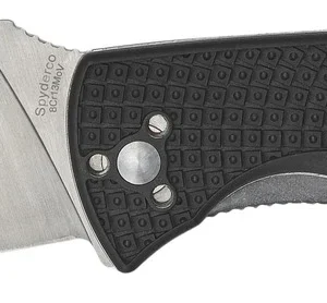 Spyderco C122PBK Tenacious Lightweight 3.39" Folding Plain Satin 8Cr13MoV SS Blade/Black Bi-Directional Texturing FRN Handle Includes Pocket Clip