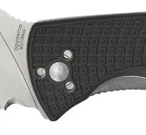 Spyderco C122PSBK Tenacious Lightweight 3.39" Folding Part Serrated Satin 8Cr13MoV SS Blade/Black Bi-Directional Texturing FRN Handle Includes Pocket Clip
