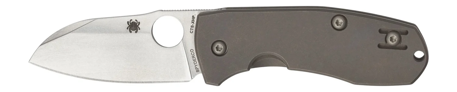 Spyderco C158TIP2 Techno 2 2.52" Folding Sheepsfoot Plain CTS XHP Steel Blade/Matte Stonewashed Titanium Handle Includes Pocket Clip