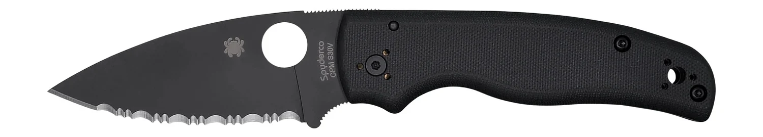 Spyderco C229GSBK Shaman 3.58" Folding Serrated Black DLC CPM S30V SS Blade/Black Textured G10 Handle Includes Pocket Clip