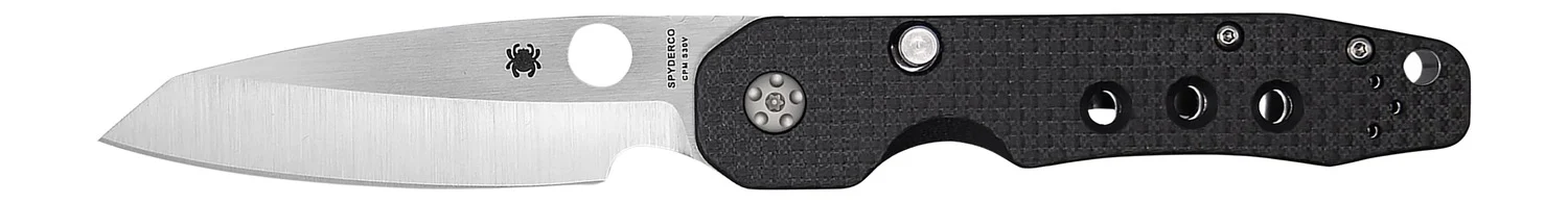 Spyderco C240CFP Smock 3.39" Folding Plain Stonewashed CPM S30V SS Blade/Black Textured Carbon Fiber/G10 Handle