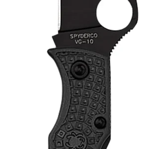 Spyderco MBKWPBK Manbug 1.91" Folding Wharncliffe Plain Non-Reflective Black TiCN VG-10 SS Blade/Black Textured FRN Handle