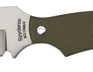 Spyderco FB49GPOD Stok 2.95" Fixed Bowie Plain Stonewashed 8Cr13MoV SS Blade/Olive Drab Textured G10 Handle Includes Sheath w/G-Clip