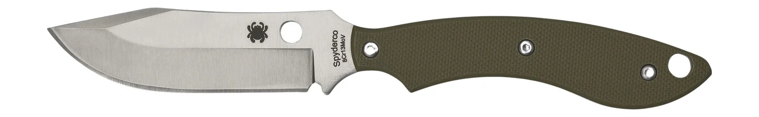 Spyderco FB49GPOD Stok 2.95" Fixed Bowie Plain Stonewashed 8Cr13MoV SS Blade/Olive Drab Textured G10 Handle Includes Sheath w/G-Clip