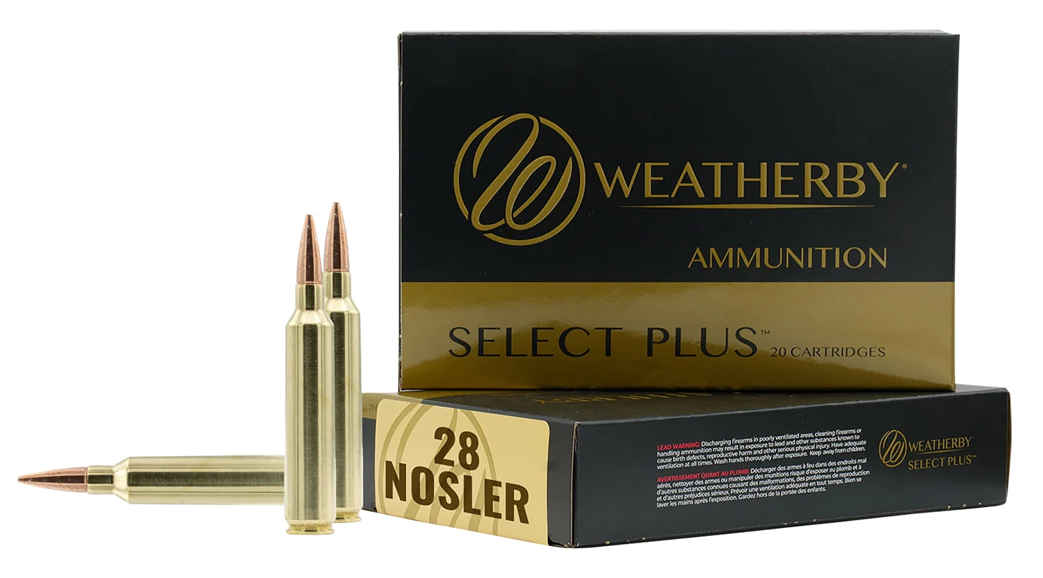 Weatherby F28NOS150SCO Select Plus 28Nosler 150gr Swift Scirocco 20 Per Box/10 Case