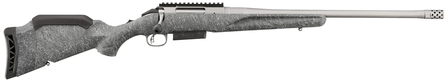 Ruger 46905 American II Full Size 450 Bushmaster 3+1 20" Gun Metal Gray Cerakote Threaded Barrel & Alloy Steel Receiver w/Picatinny Rail, Gray Splatter Adj LOP Synthetic Stock