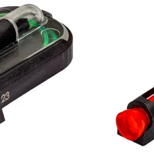 HiViz GLMFD21 FastDot H3 Sight Set for Glock MOS Red Fiber Optic Front Sight-Green Tritium Rear Sight