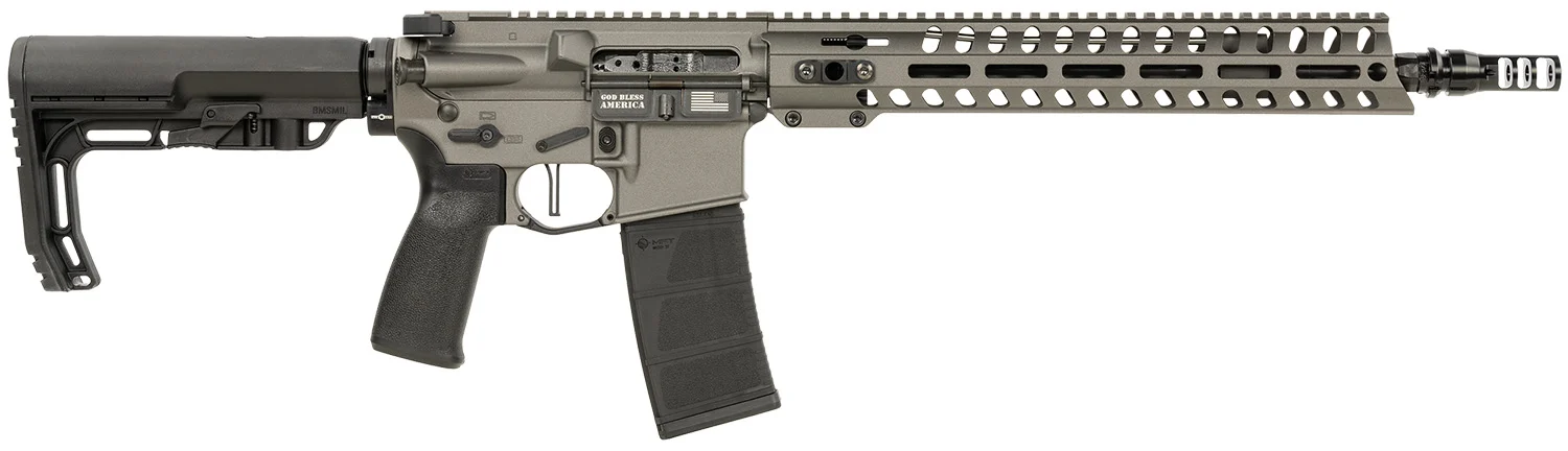 Patriot Ordnance Factory 02046 Minuteman 5.56x45mm 30+1 13.75" Black Steel Threaded Barrel, Tungsten Cerakote Receiver, 13" Renegade Rail Handguard