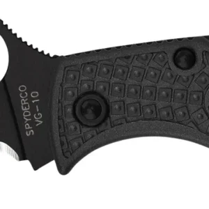 Spyderco MBKWSB Manbug 1.91" Folding Wharncliffe Serrated Non-Reflective Black TiCN VG-10 SS Blade, Black Textured FRN Handle