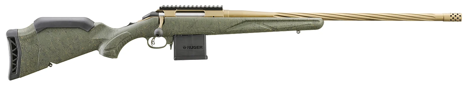 Ruger 46942 American II Predator Full Size 6.5 Grendel 10+1 22" Burnt Bronze Cerakote Spiral Fluted Threaded Barrel & Alloy Steel Receiver w/Picatinny Rail, Green Splatter Adj LOP Synthetic Stock