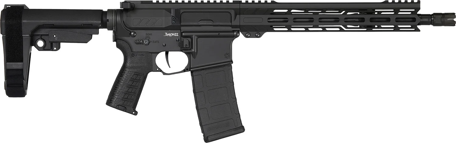 CMMG 55AC20AAB Banshee MK4 5.56x45mm 30+1 12.50" Black Nitride Medium Taper Threaded Barrel, EML 11" M-LOK Handguards, Black Armor Cerakote Aluminum Picatinny Rail Receiver, CMMG Zeroed Grips