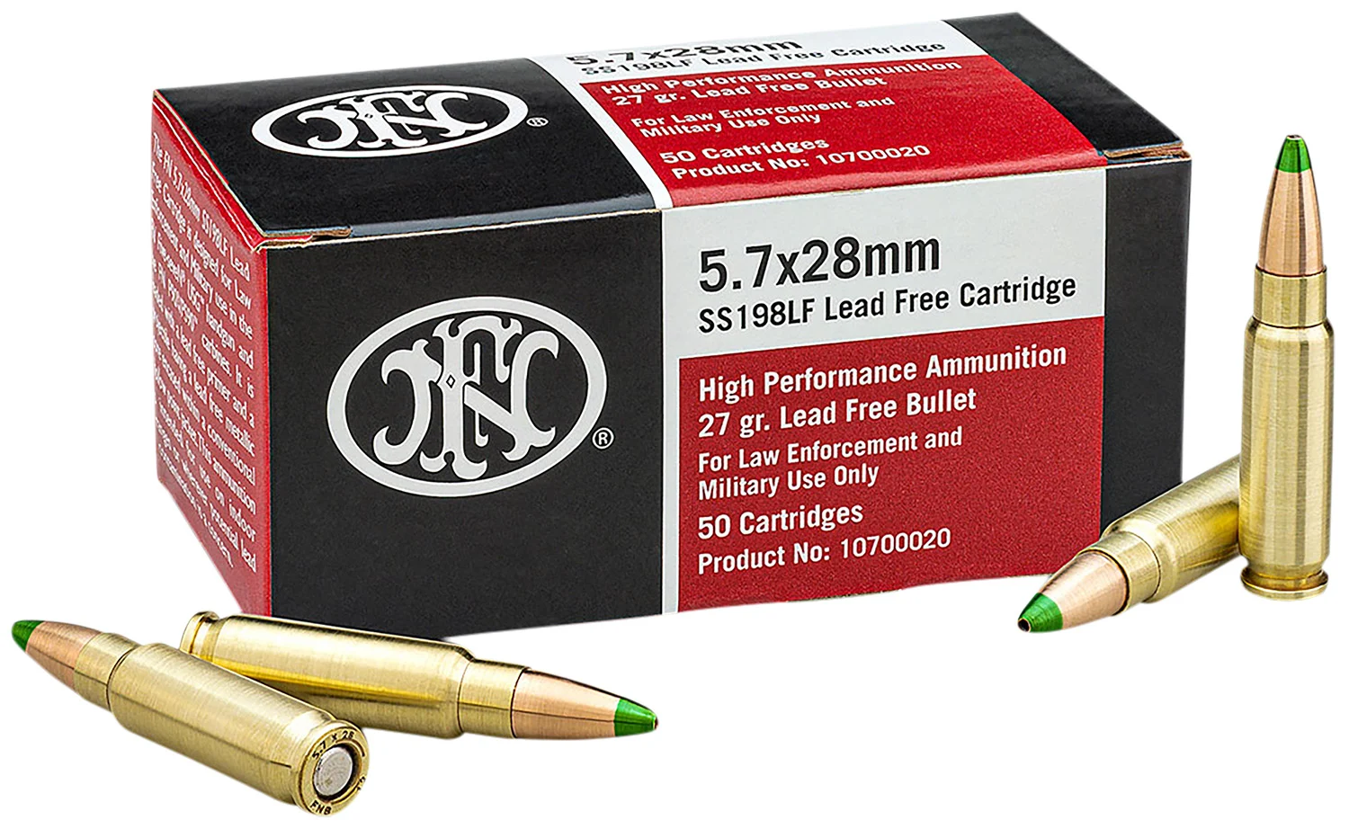 FN 10700020 High Performance 5.7x28mm 27gr Jacketed Hollow Point 50 Per Box/40 Case