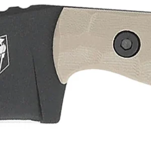 CobraTec Knives CTKPTAN KingPin EDC 4" Fixed Drop Point Plain Black Powder Coated D2 Steel Blade, 4" Tan Textured G10 Scales Handle