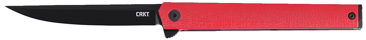 CRKT 7097RK CEO Flipper EDC 3.35" Folding Plain Black EDP AUS-8A SS Blade, Red GRN Handle