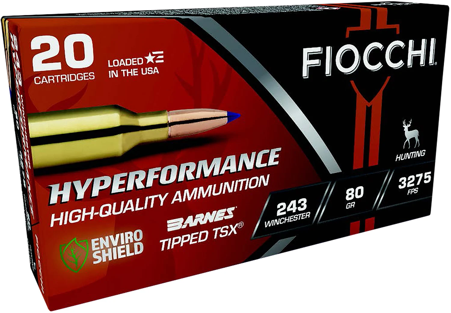 Fiocchi 243TTSX Hyperformance 243Win 80gr Barnes Tipped TSX 20 Per Box/10 Case