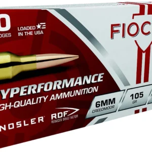 Fiocchi 6CMRD Hyperformance Match 6mmCreedmoor 105gr Nosler Reduced Drag Factor 20 Per Box/10 Case