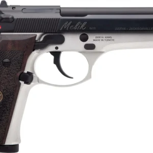 Derya Firearms MELIK9TTTR Melik 9mm Luger 17+1 4.90" Black Melonite Steel Barrel, Black Melonite Serrated Steel Slide, Silver Anodized Aluminum Frame, Dark Walnut Grip