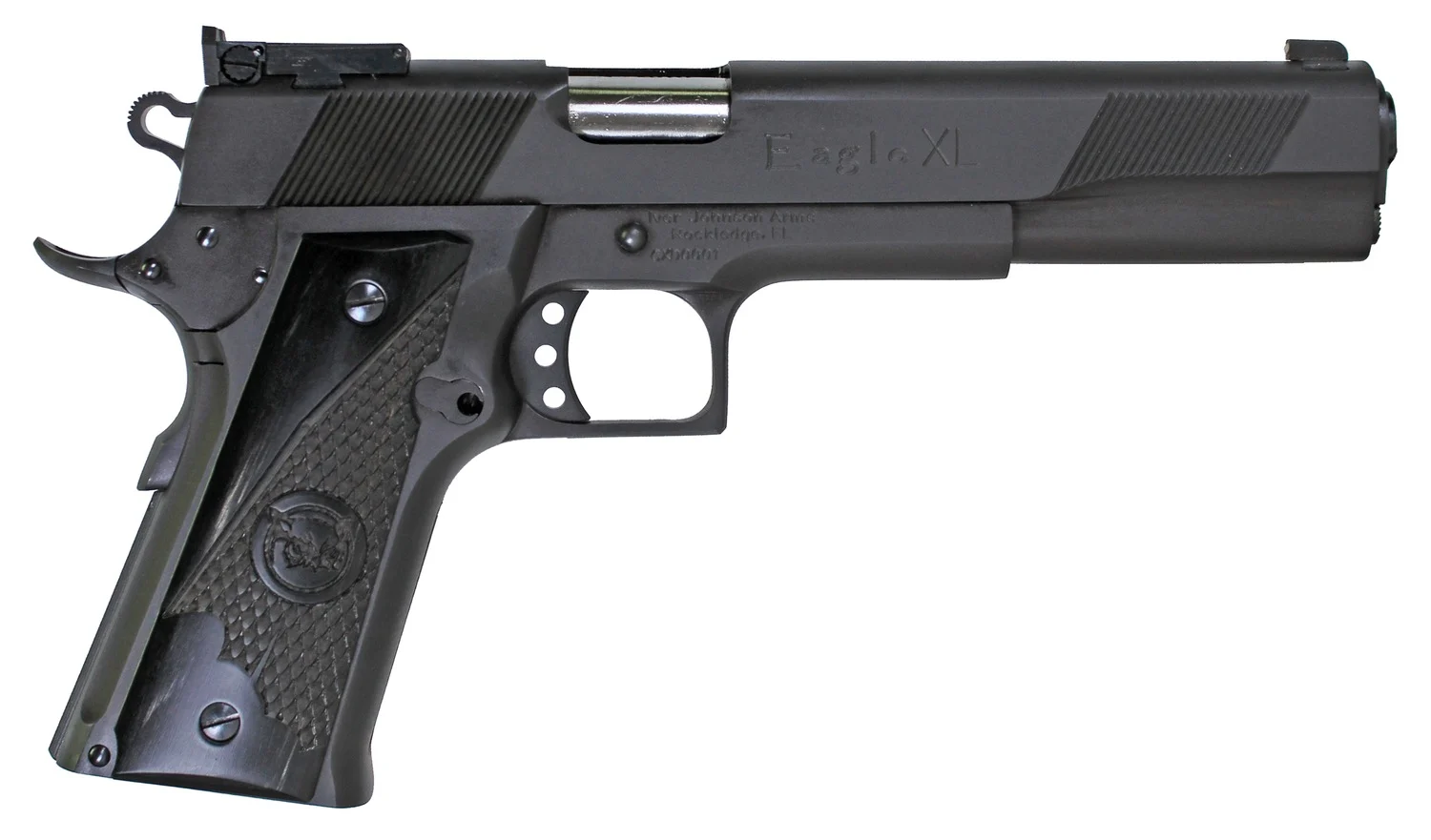 Iver Johnson Arms EAGLEXL10DS Eagle XL Full Size Frame 10mm Auto 15+1 6" Stainless Steel Barrel, Matte Black Steel Long/Serrated Slide, Black Steel Frame w/Beavertail, G10 Grip