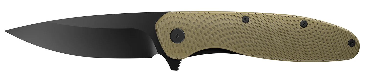 Outdoor Edge VD1C Viddux 3.15" Folding Drop Point Plain Black Oxide 4Cr14MoV Blade Green Glass-Filled Nylon Handle