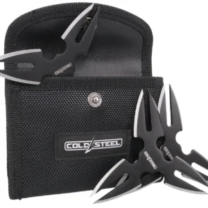 Cold Steel CSTH15STR3PK Throwing Stars Three 1.50" Black Oxide 420 Stainless Steel Blades Includes Sheath